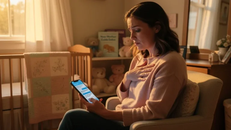 Mère doutant de son instinct parental après avoir trop écouté les conseils des forums